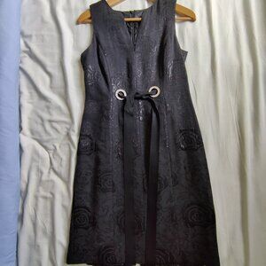 Vertigo Paris LBD XS BLACK Brocade Rhinestone Sheath Cocktail Dress